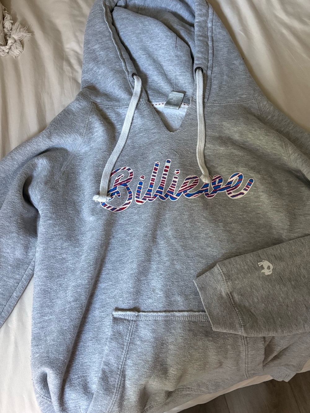 Buffalo Bills Gray Hoodie with Subtle Red & Blue Stitch
